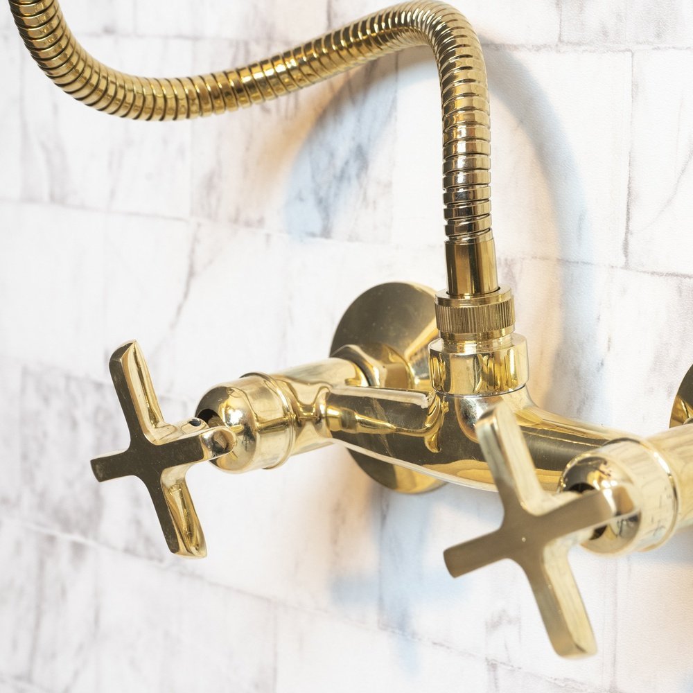 Solid Brass Handheld Shower System – Never Plated | Brassna The Handheld Shower System