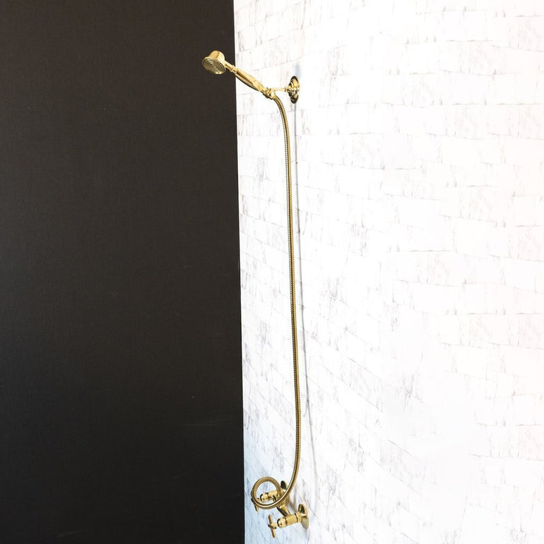 Solid Brass Shower System With Handheld Shower, Unlacquered Brass Bathroom Shower Solid Brass Shower System With Handheld Shower