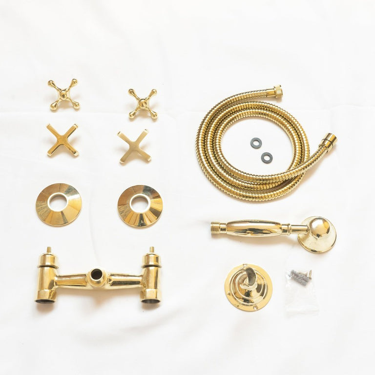 Solid Brass Shower System With Handheld Shower, Unlacquered Brass Bathroom Shower Solid Brass Shower System With Handheld Shower