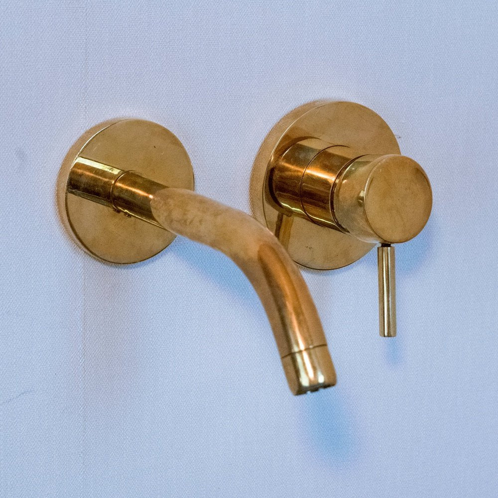 Brass Bathroom Faucet Mixer - Never Plated | Brassna The Wall Pour