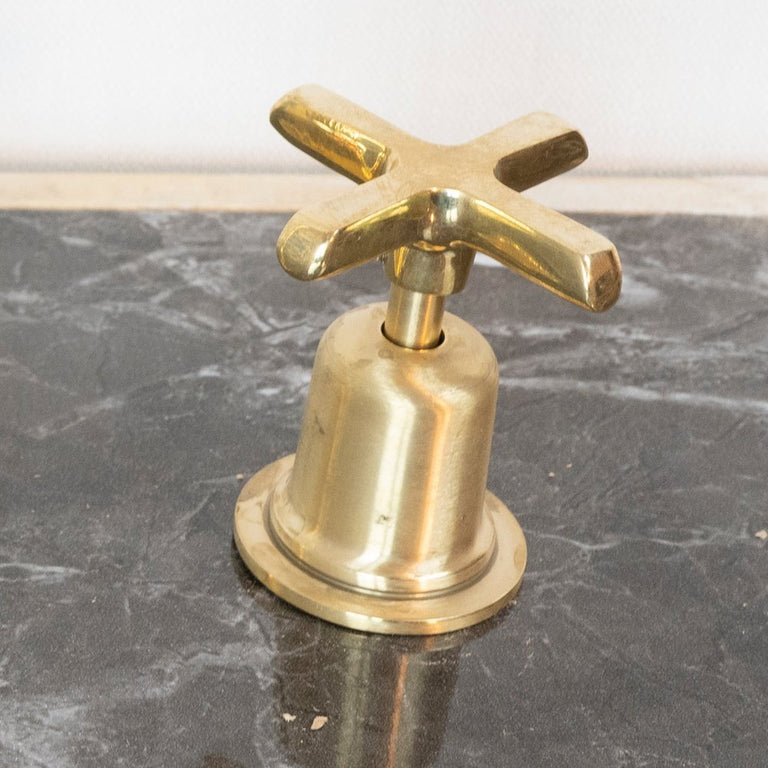 The Bell Widespread Unlacquered Brass Kitchen Faucet, Deck Mounted 3 holes Countertop Faucet The Bell Widespread Unlacquered Brass Kitchen Faucet