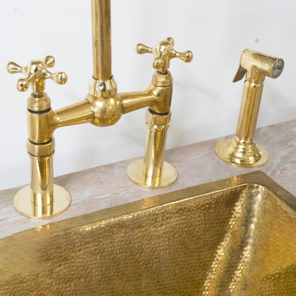 The Brass Bridge Kitchen Faucet With Sprayer - Brassna