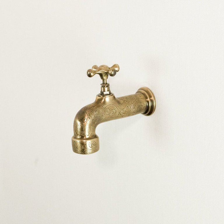 Unlacquered Wall Mount Brass Faucet, Moroccan Wall Faucet For Powder Room The Mghribi Wall Mount Faucet