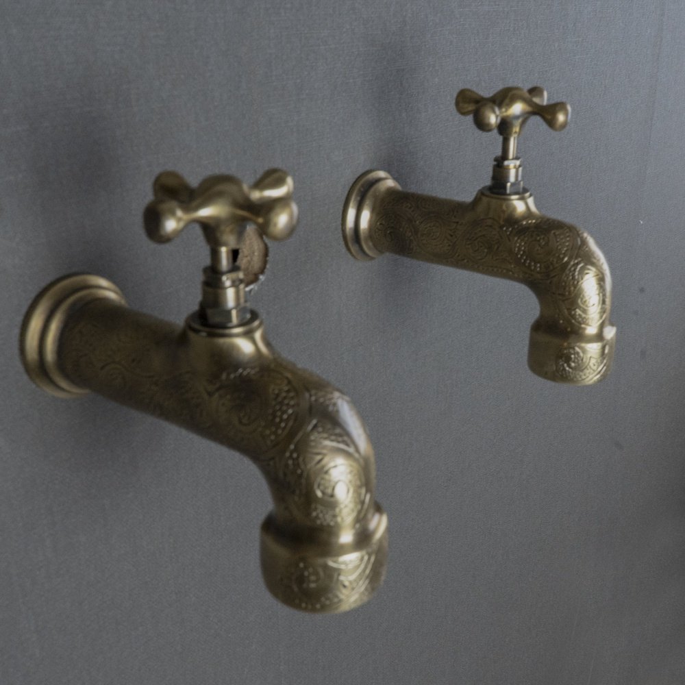 Unlacquered Wall Mount Brass Faucet, Moroccan Wall Faucet For Powder Room The Mghribi Wall Mount Faucet