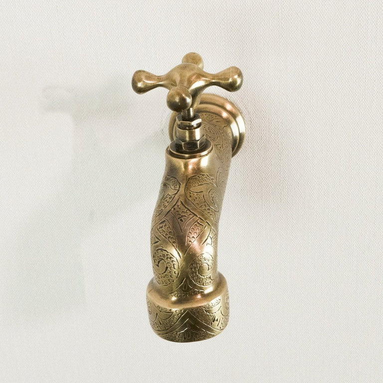Unlacquered Wall Mount Brass Faucet, Moroccan Wall Faucet For Powder Room The Mghribi Wall Mount Faucet