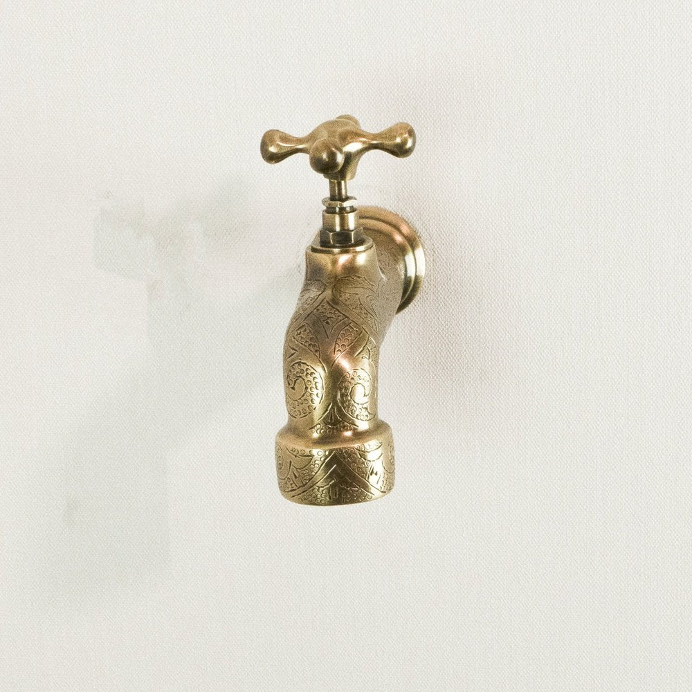 Unlacquered Wall Mount Brass Faucet, Moroccan Wall Faucet For Powder Room The Mghribi Wall Mount Faucet