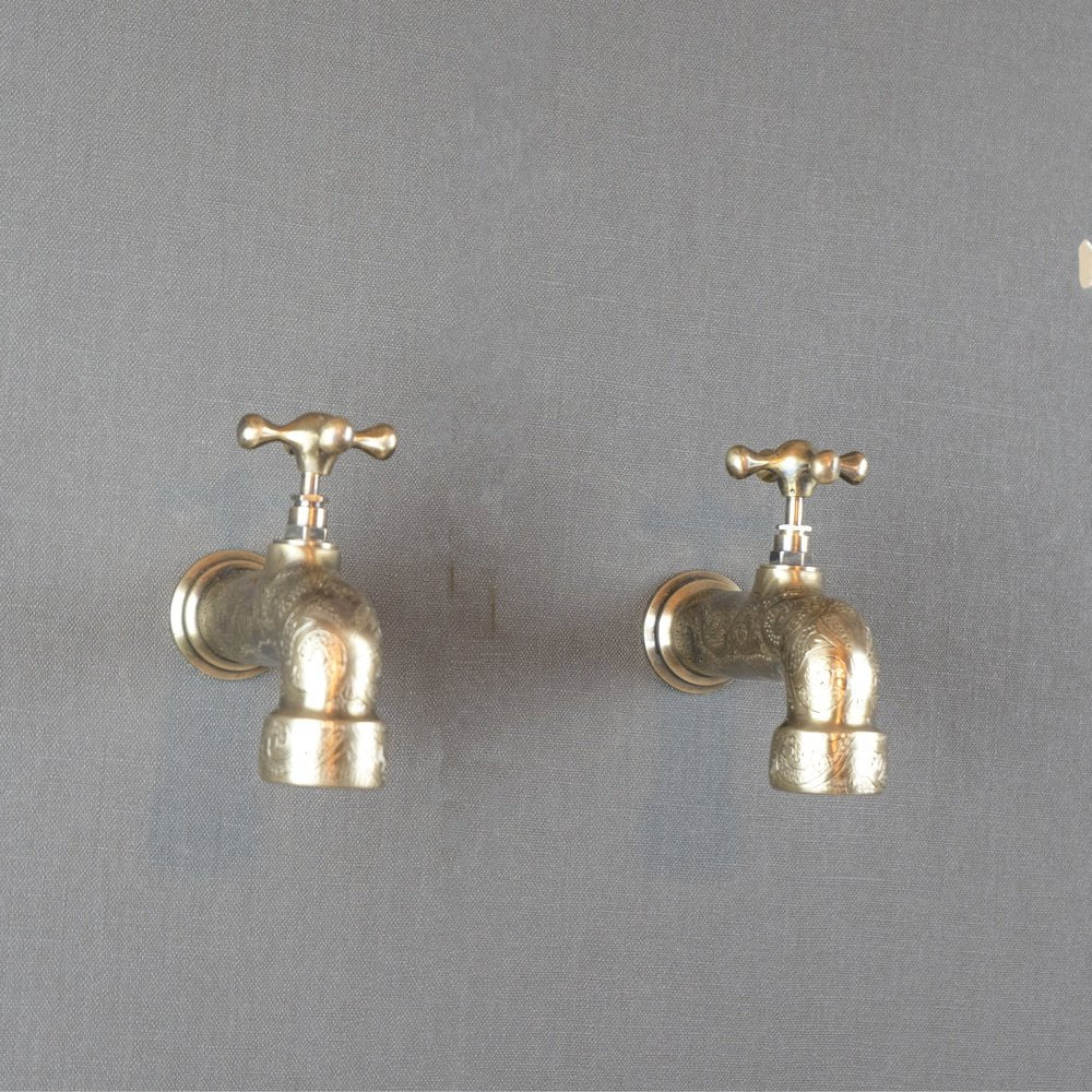 Unlacquered Wall Mount Brass Faucet, Moroccan Wall Faucet For Powder Room The Mghribi Wall Mount Faucet