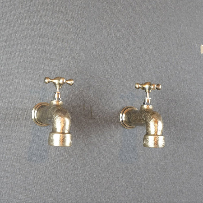 Unlacquered Wall Mount Brass Faucet, Moroccan Wall Faucet For Powder Room The Mghribi Wall Mount Faucet