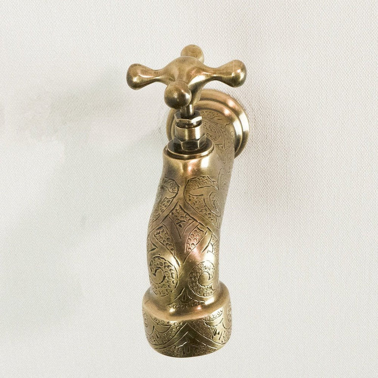 Unlacquered Wall Mount Brass Faucet, Moroccan Wall Faucet For Powder Room The Mghribi Wall Mount Faucet