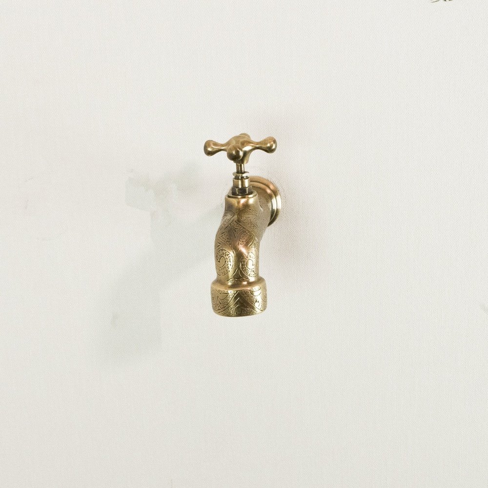 Unlacquered Wall Mount Brass Faucet, Moroccan Wall Faucet For Powder Room The Mghribi Wall Mount Faucet