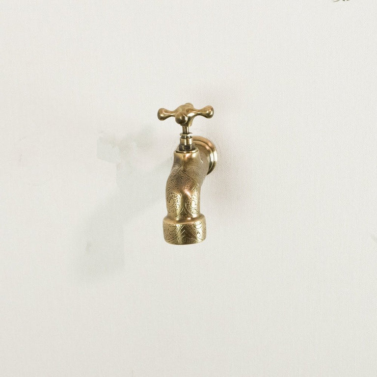 Unlacquered Wall Mount Brass Faucet, Moroccan Wall Faucet For Powder Room The Mghribi Wall Mount Faucet