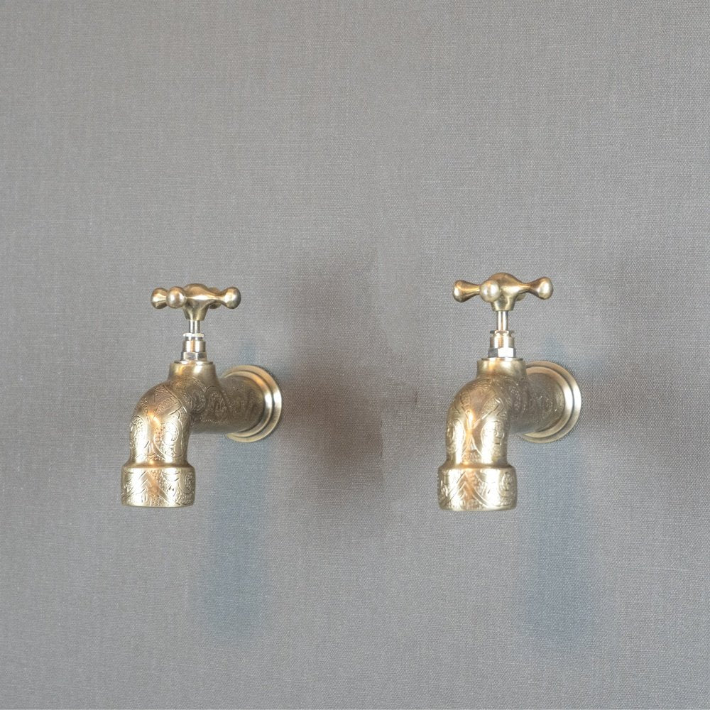 Unlacquered Wall Mount Brass Faucet, Moroccan Wall Faucet For Powder Room The Mghribi Wall Mount Faucet