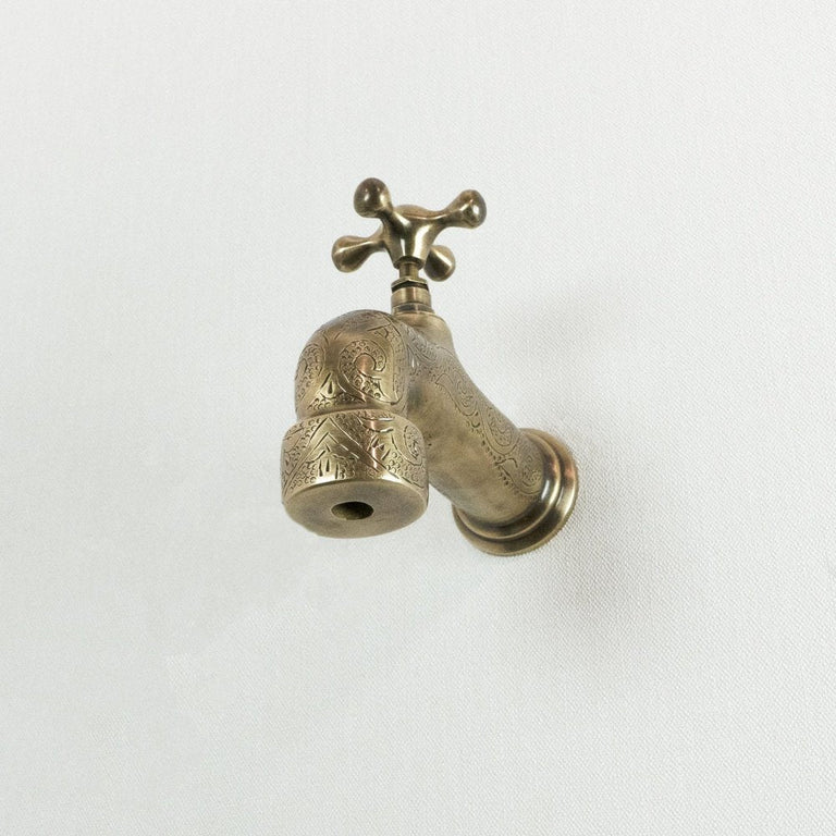 Unlacquered Wall Mount Brass Faucet, Moroccan Wall Faucet For Powder Room The Mghribi Wall Mount Faucet