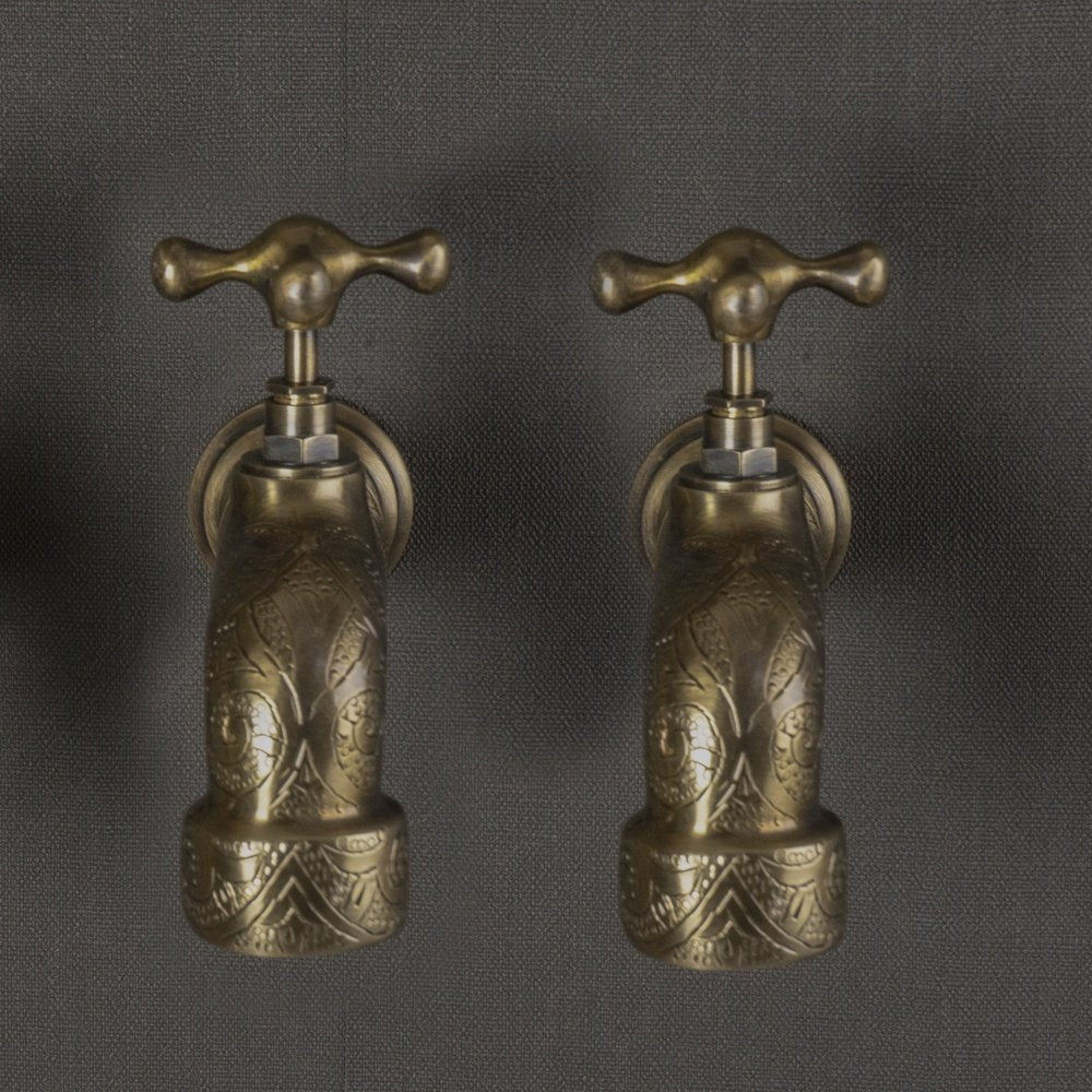 Unlacquered Wall Mount Brass Faucet, Moroccan Wall Faucet For Powder Room The Mghribi Wall Mount Faucet