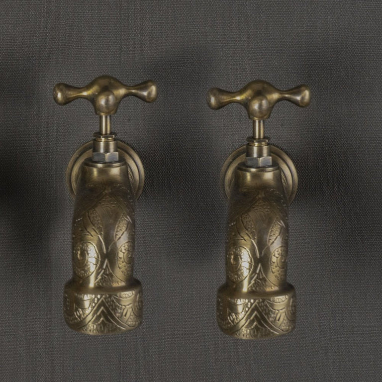 Unlacquered Wall Mount Brass Faucet, Moroccan Wall Faucet For Powder Room The Mghribi Wall Mount Faucet