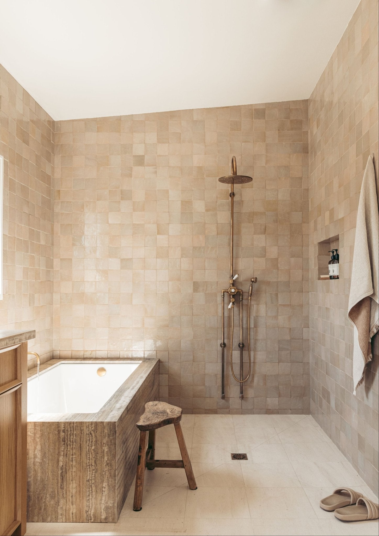 The Thermostatic Surface Mounted Shower, Handcrafted shower head with handheld Thermostatic Shower