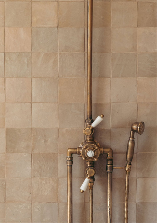 The Thermostatic Surface Mounted Shower, Handcrafted shower head with handheld Thermostatic Shower