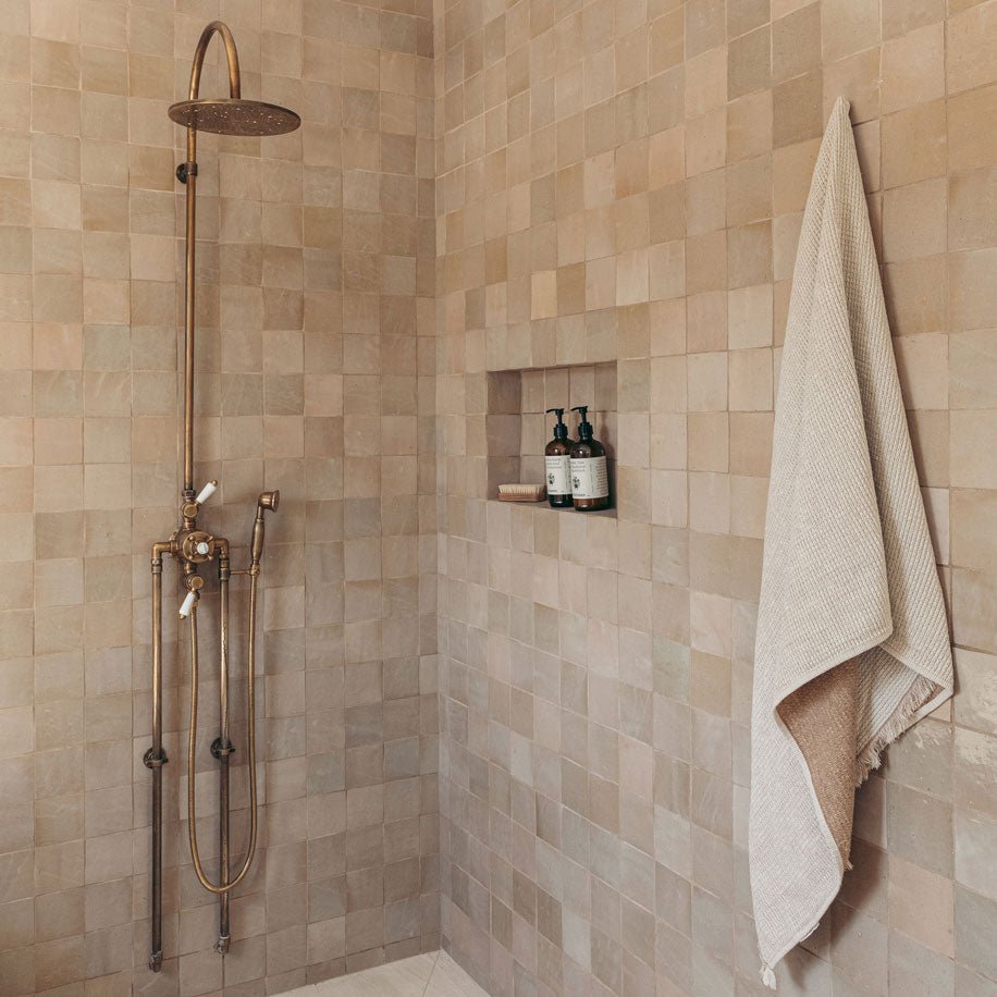 The Thermostatic Surface Mounted Shower, Handcrafted shower head with handheld Thermostatic Shower