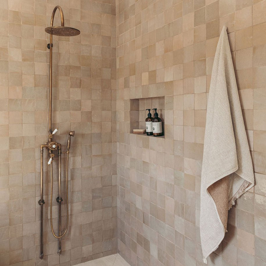 The Thermostatic Surface Mounted Shower, Handcrafted shower head with handheld Thermostatic Shower