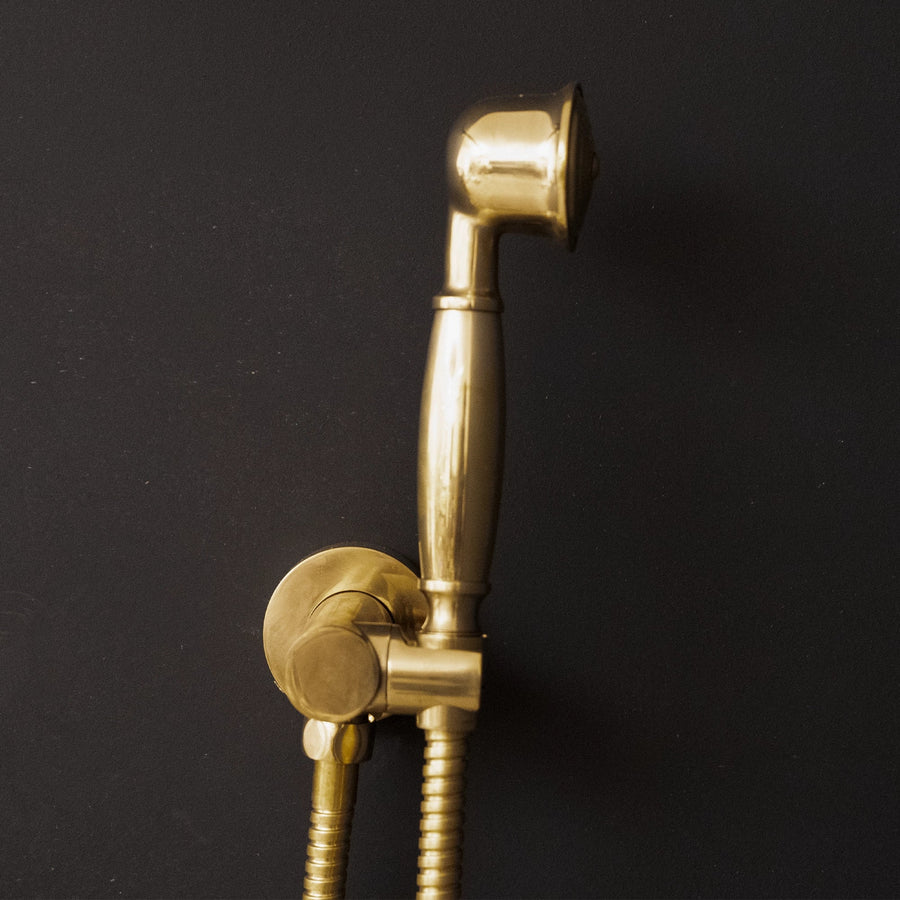 Antique Brass Concealed Shower Head With Arm And Hand Shower Thermostatic Shower Set