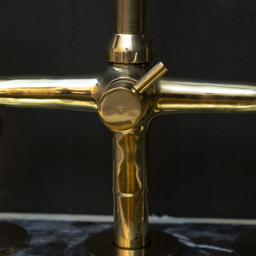 Unlacquered Brass 3 Holes Kitchen Bridge Faucet - Brassna