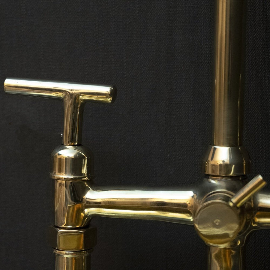 3 Holes Kitchen Bridge Faucet With Straight Lever Handle And Side Sprayer, Three Legs Bridge Kitchen Faucet With Diverter StreamLux Kitchen Faucet