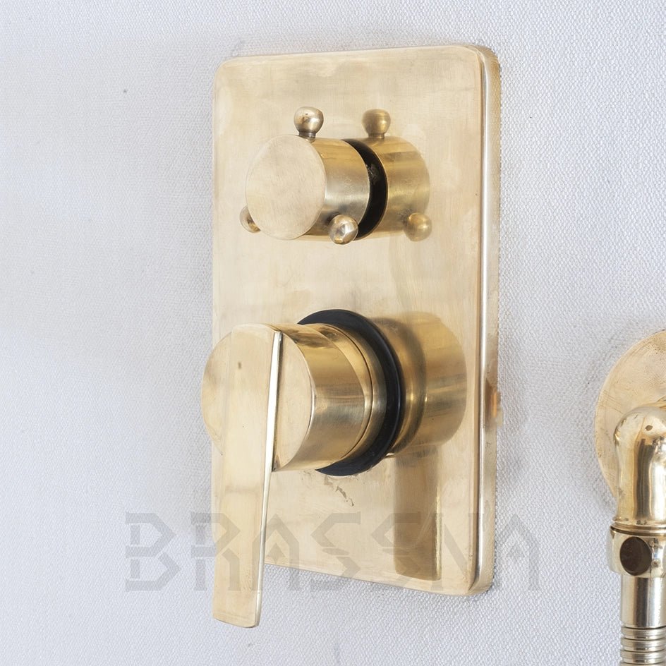 Handcrafted Solid Brass RegalFlow Shower Set | Brassna RegalFlow Shower Set