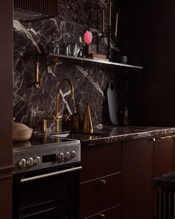  Unlacquered Brass Bridge Kitchen Faucet