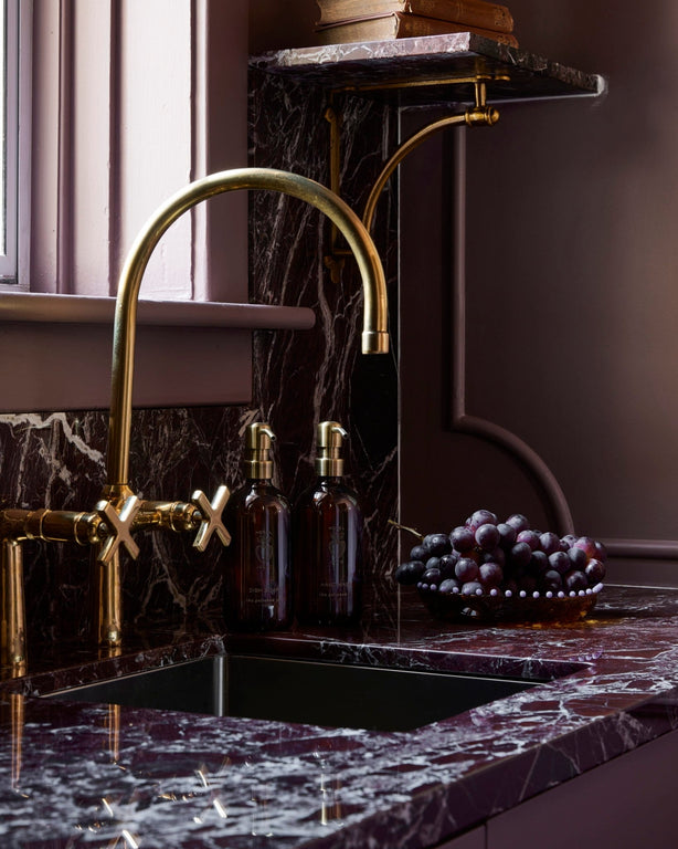  Unlacquered Brass Bridge Kitchen Faucet