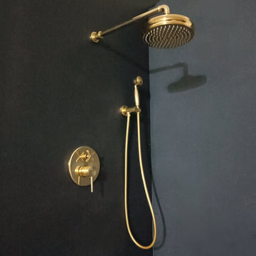 Antique Brass Concealed Shower Head With Arm And Hand Shower Concealed Shower Calie