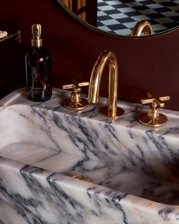 Deck Mount Unlacquered Solid Brass Vintage Countertop Faucet, Kitchen Faucet Tokyo Deck mounted Brass