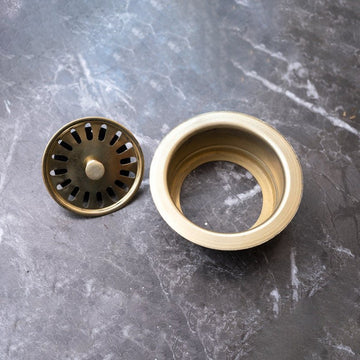  Unlacquered Brass Disposer Flange with Removable Basket Strainer, Handcrafted Solid Brass Sink Flange For Garbage Disposal