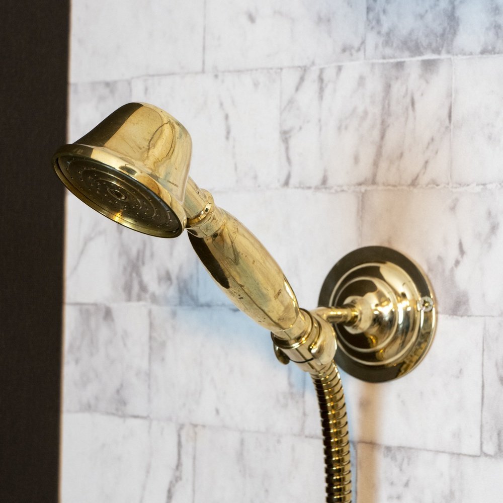 Unlacquered Brass Exposed shower Head with Handheld - Brassna