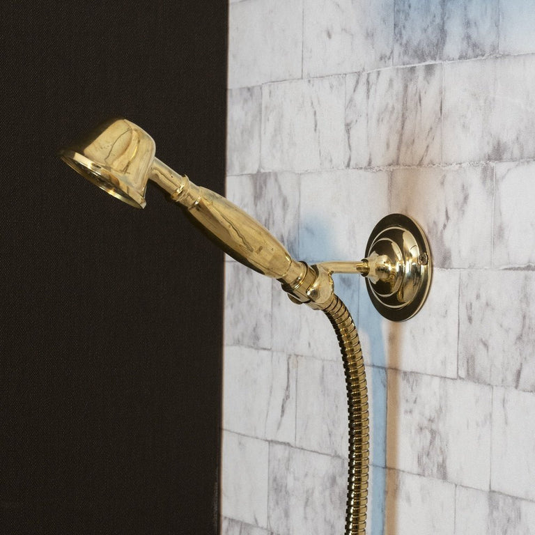 Unlacquered Brass Exposed shower Head with Handheld, Brass Shower System, Dome Shower Head Glamour Shower Set SP