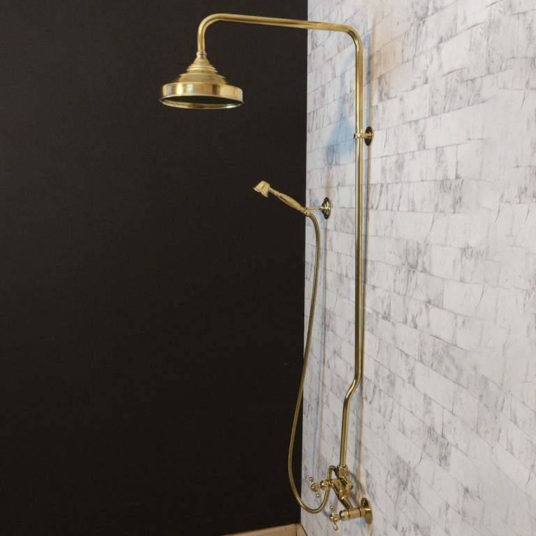 Unlacquered Brass Exposed shower Head with Handheld Brassna