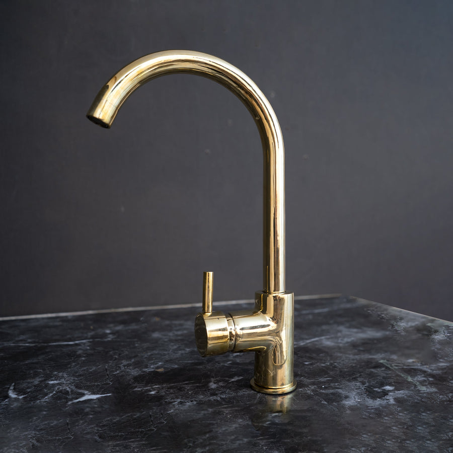 Unlacquered Brass Kitchen Faucet, Handcrafted 360 Degree Swivel, Single Handle, One Hole Faucet Brass Faucet 360 Degree SP
