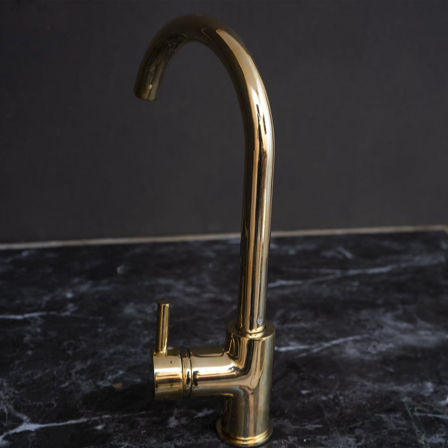 Unlacquered Brass Kitchen Faucet, Handcrafted 360 Degree Swivel, Single Handle, One Hole Faucet Brass Faucet 360 Degree SP