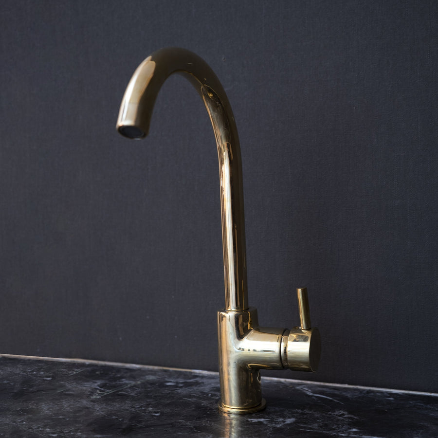 Unlacquered Brass Kitchen Faucet, Handcrafted 360 Degree Swivel, Single Handle, One Hole Faucet Brass Faucet 360 Degree SP