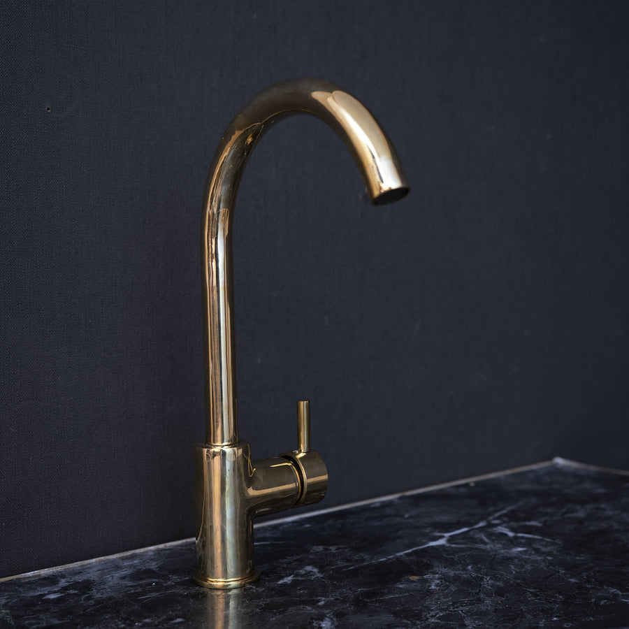 Unlacquered Brass Kitchen Faucet, Handcrafted 360 Degree Swivel, Single Handle, One Hole Faucet Brass Faucet 360 Degree SP