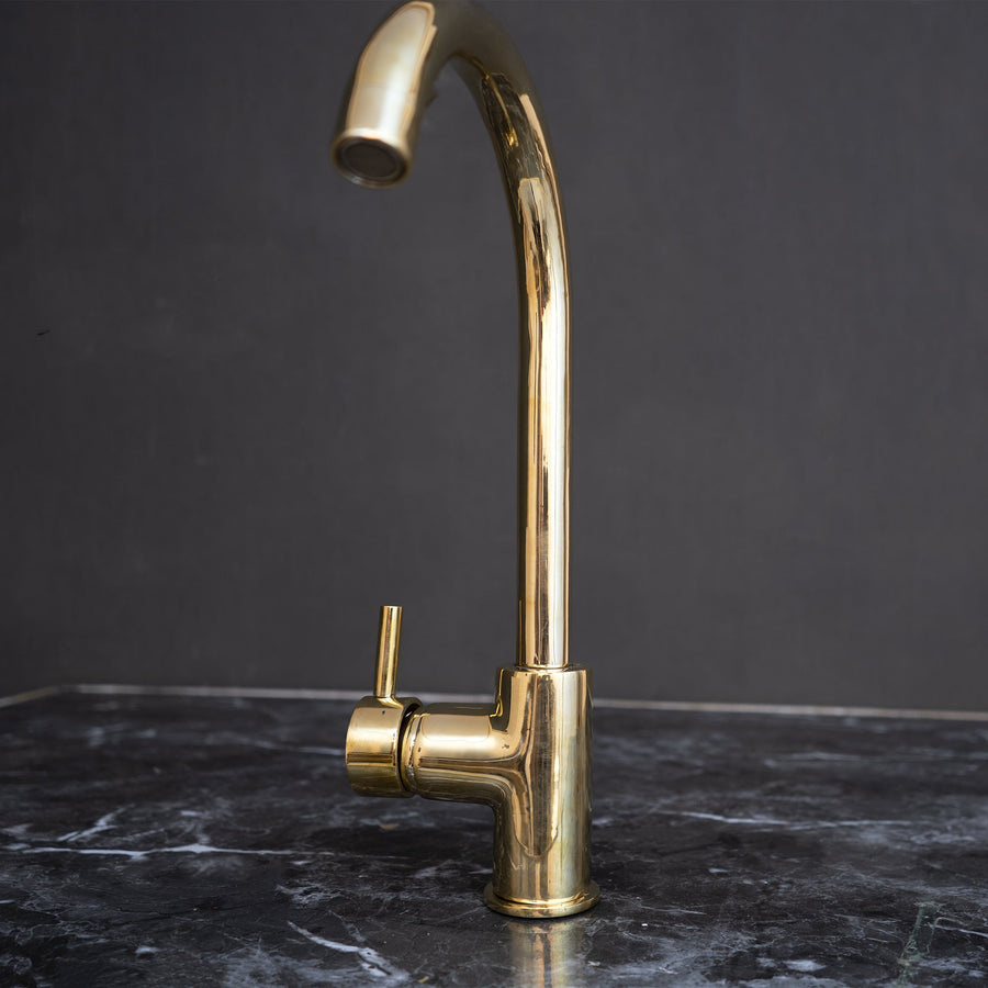 Unlacquered Brass Kitchen Faucet, Handcrafted 360 Degree Swivel, Single Handle, One Hole Faucet Brass Faucet 360 Degree SP