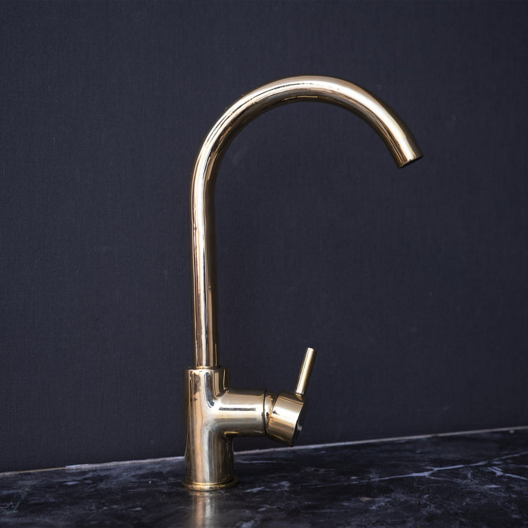 Unlacquered Brass Kitchen Faucet, Handcrafted 360 Degree Swivel, Single Handle, One Hole Faucet Brass Faucet 360 Degree
