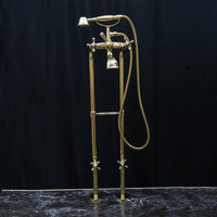 Unlacquered Brass Floor Mount Bath Tub Filler - Brassna