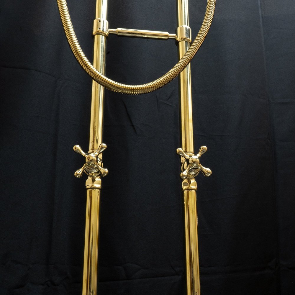 Unlacquered Brass Floor Mount Bath Tub Filler, Brass Bathroom Free Standing Clawfoot Bathtub Faucet With Telephone Hand Shower Unlacquered Brass Floor Mount Bath Tub Filler
