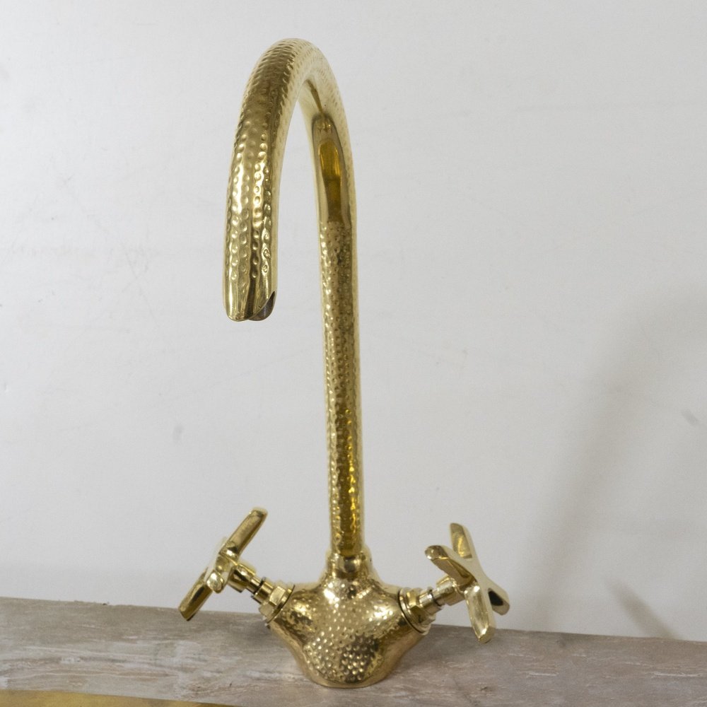 Unlacquered Brass Gooseneck Brass Faucet - Brassna