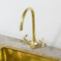 Unlacquered Brass Gooseneck Brass Faucet - Brassna