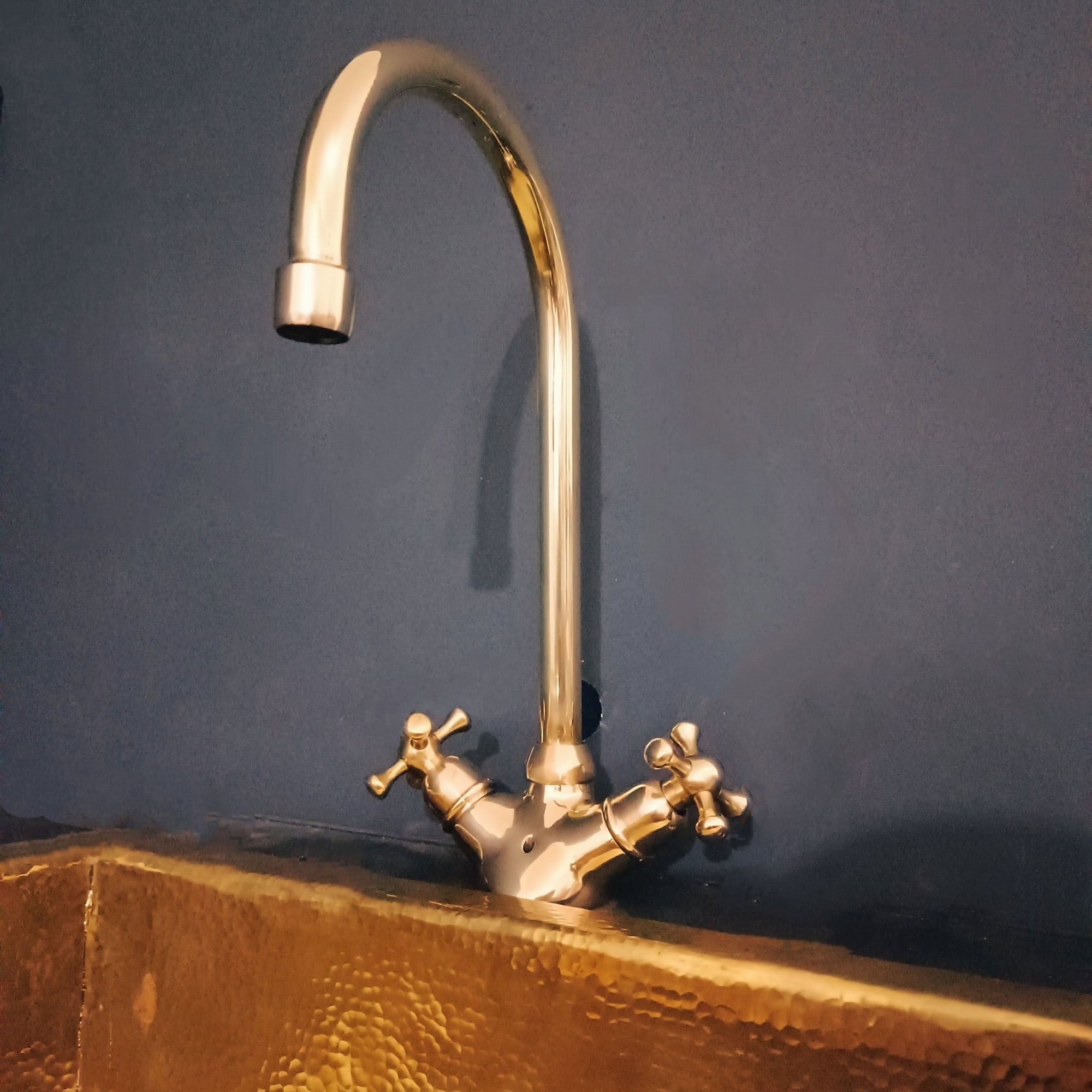 Unlacquered Brass Bathroom Faucet - Patina | Brassna The Cobra Pour