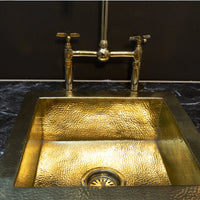 Unlacquered Brass Kitchen Island Solid, Undermount Brass Sink, Hammered Bar Sink - Brassna