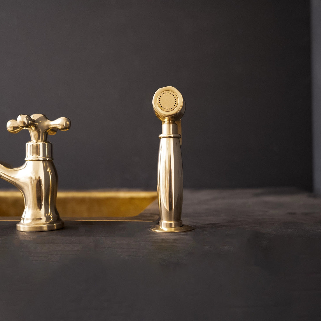 Unlacquered Brass kitchen side sprayer - Brassna