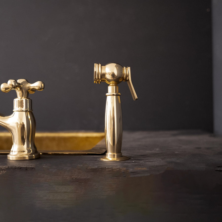 Unlacquered Brass kitchen side sprayer - Brassna