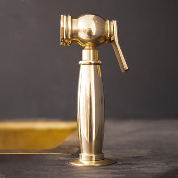 Unlacquered Brass kitchen side sprayer - Brassna